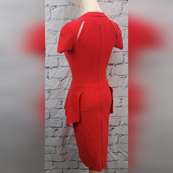 Greta Constantine Women's Peplum Flynn Dress Red Midi Made in Canada Size XS - Picture 8 of 14